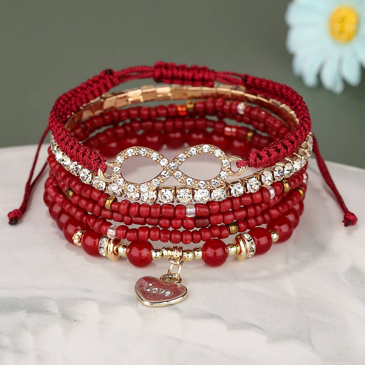 COLORFUL MULTI-LAYER ELASTIC RICE BEAD BRACELET