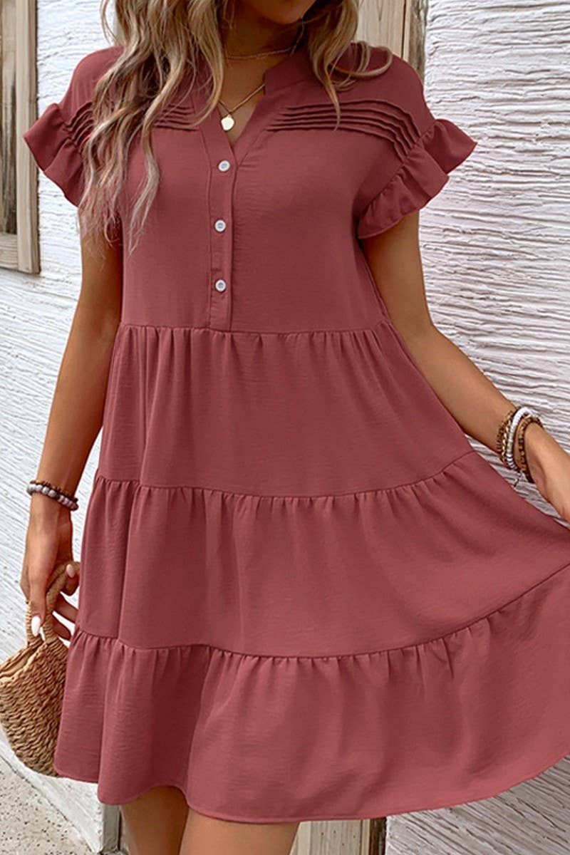 CWDSD7158_SUMMER SIMPLE CASUAL RUFFLED VERSATILE SHORT SKIRT