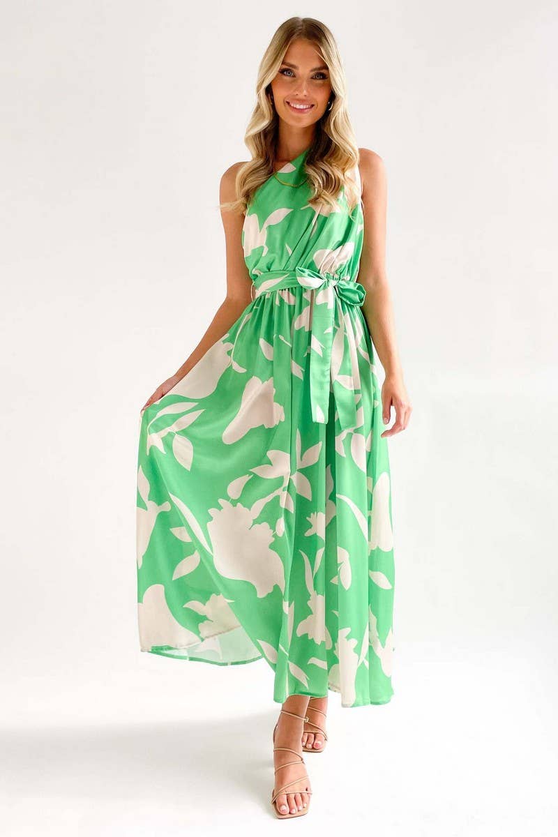 CWDMD1611_SLANT SHOULDER SLEEVELESS SEXY PRINT MAXI DRESS