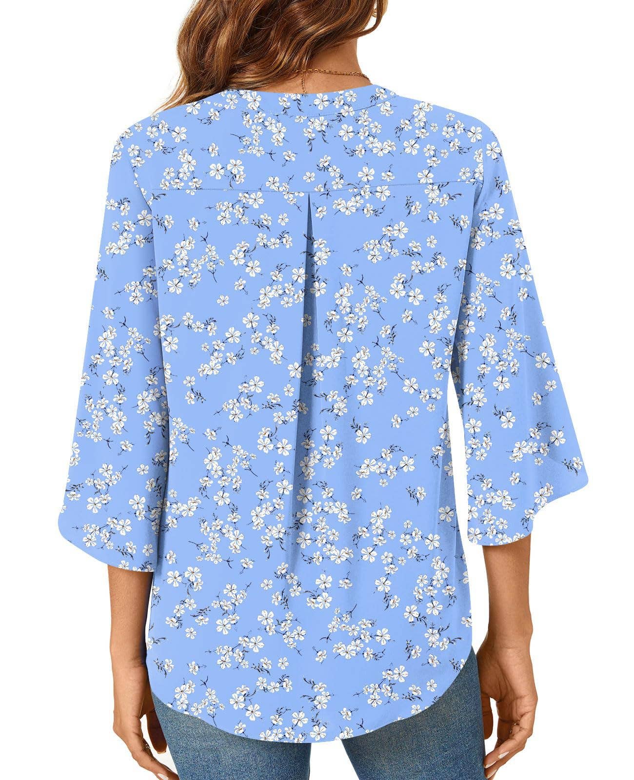 CASUAL LOOSE V-NECK MID-SLEEVE T-SHIRT