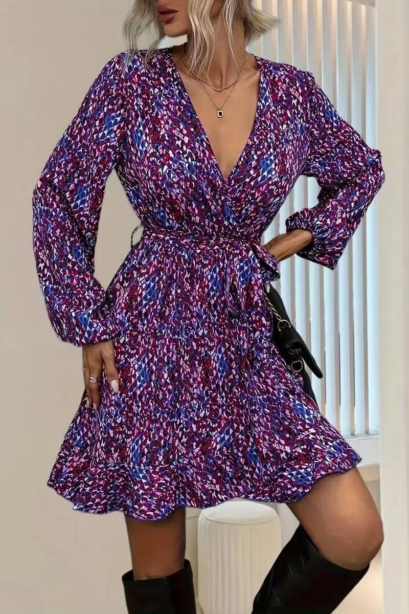 CWDSD8562_LEOPARD PRINT V-NECK HIGH WAIST TIE WRAP DRESS
