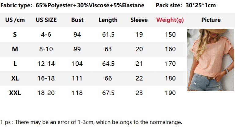 CWTBLS1709_ROUND NECK BUTTON SHORT SLEEVE CUTOUT TOP