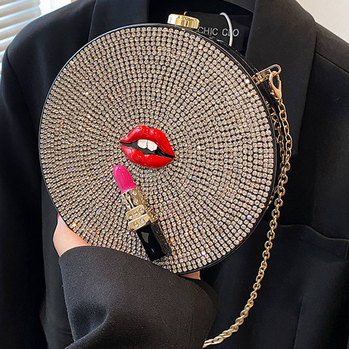 FASHION DIAMOND LIPSTICK CHAIN SHOULDER BAG_CWAB0994