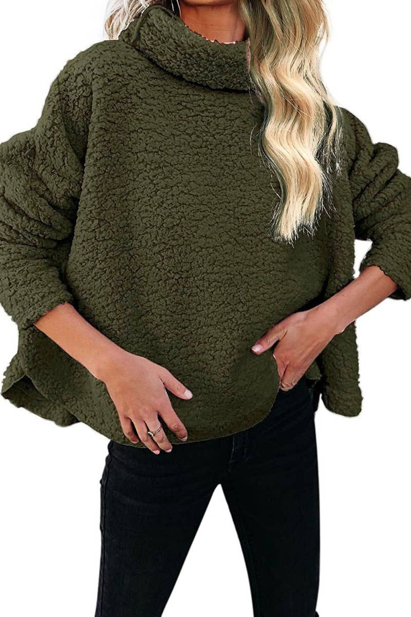 CWOSWL6740_WINTER TURTLENECK PLUSH LONG-SLEEVED TOP