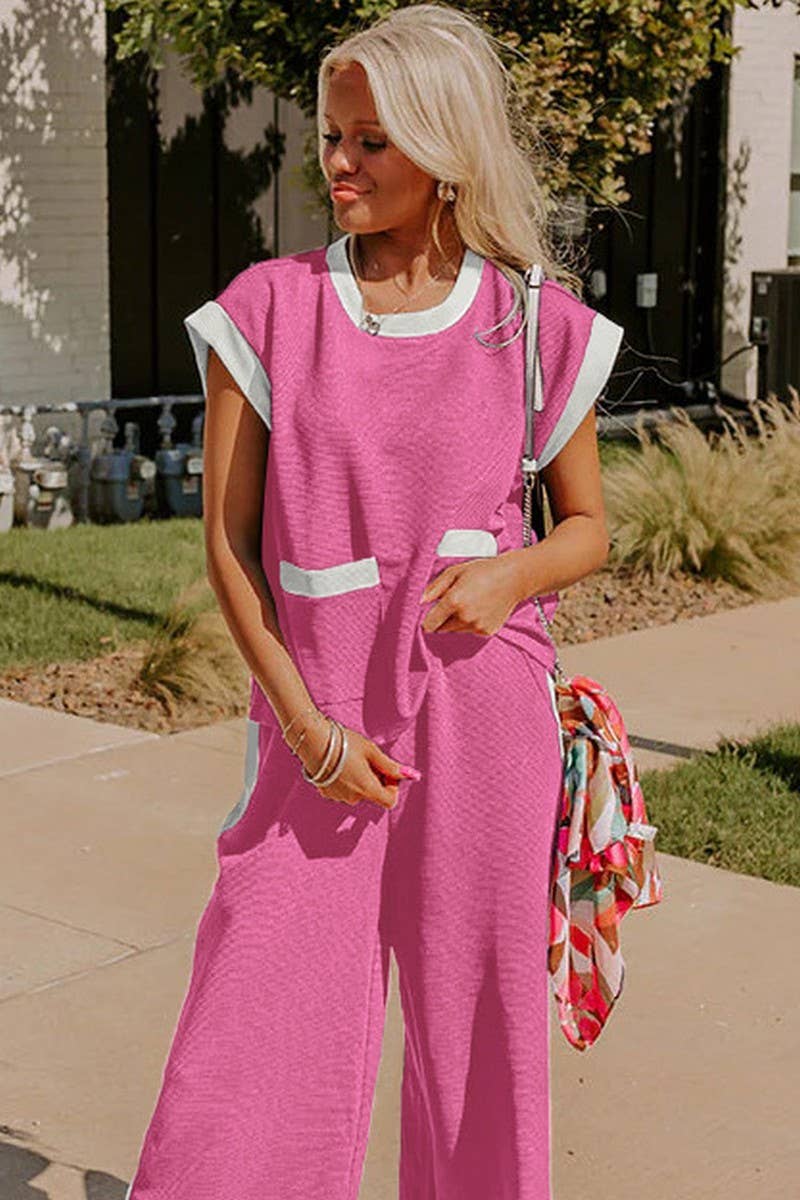 CWSS1267_SUMMER CONTRAST COLOR LOOSE FASHION TWO-PIECE