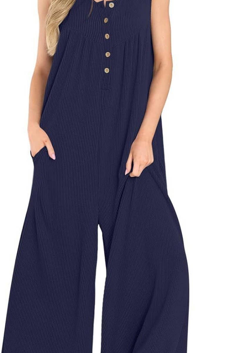 CWSJS0720_SOLID COLOR CASUAL LOOSE POCKET JUMPSUIT