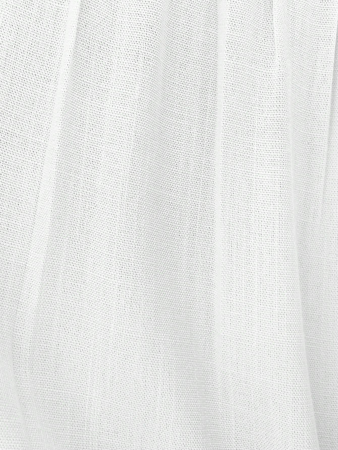 Cotton and linen patchwork lace round-neck top