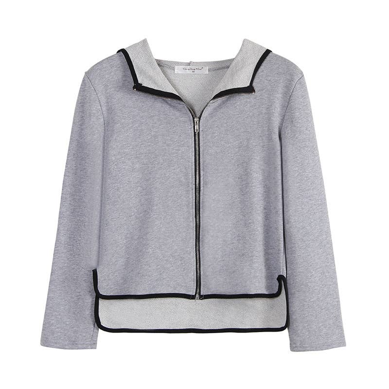 BASIC HOODED SHORT ZIPPER HOODIE