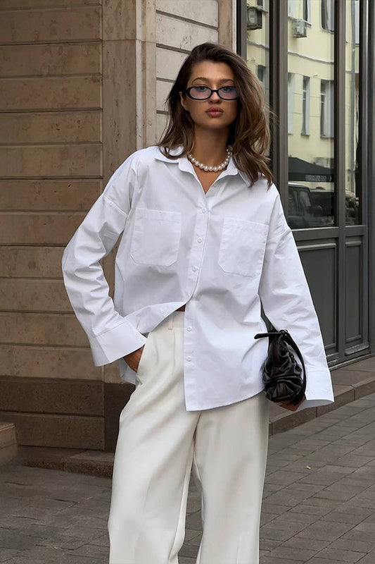 CWTBLL3815_COTTON WHITE COLLAR LONG SLEEVE SHIRT