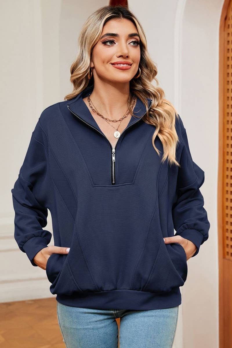 CWOHOL0988_LONG-SLEEVED HOODIE WITH LAPEL ZIP POCKET