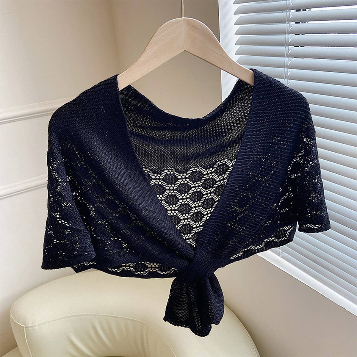 CWASC03112_SUMMER  KNIT TIE FRONT SHRUG FOR WOMEN