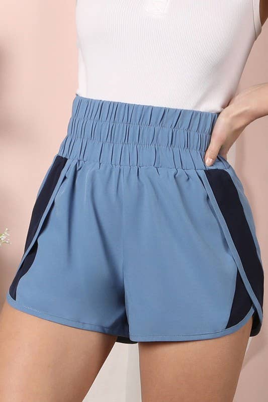 CWBSP143_High Waistband Comfy Shorts with Contrast Detail