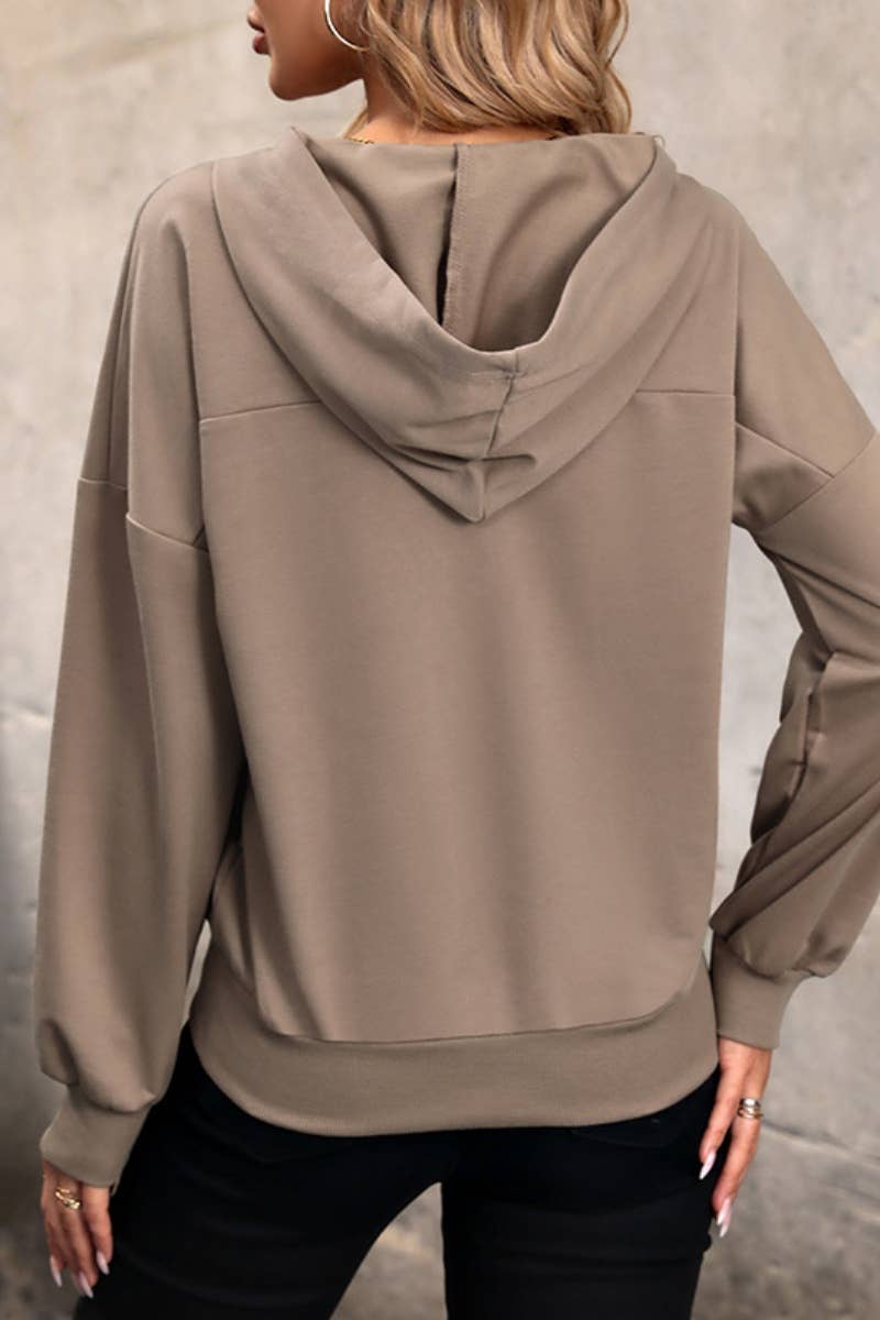 CWOHOL1004_FALL BUTTONED HOODED LONG-SLEEVED HOODIE