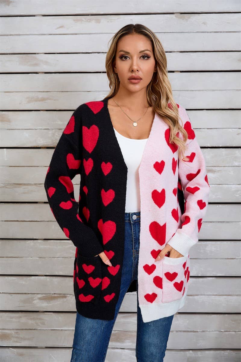 CWOCAL1800_VALENTINE'S DAY LONG HEART CARDIGAN SWEATER