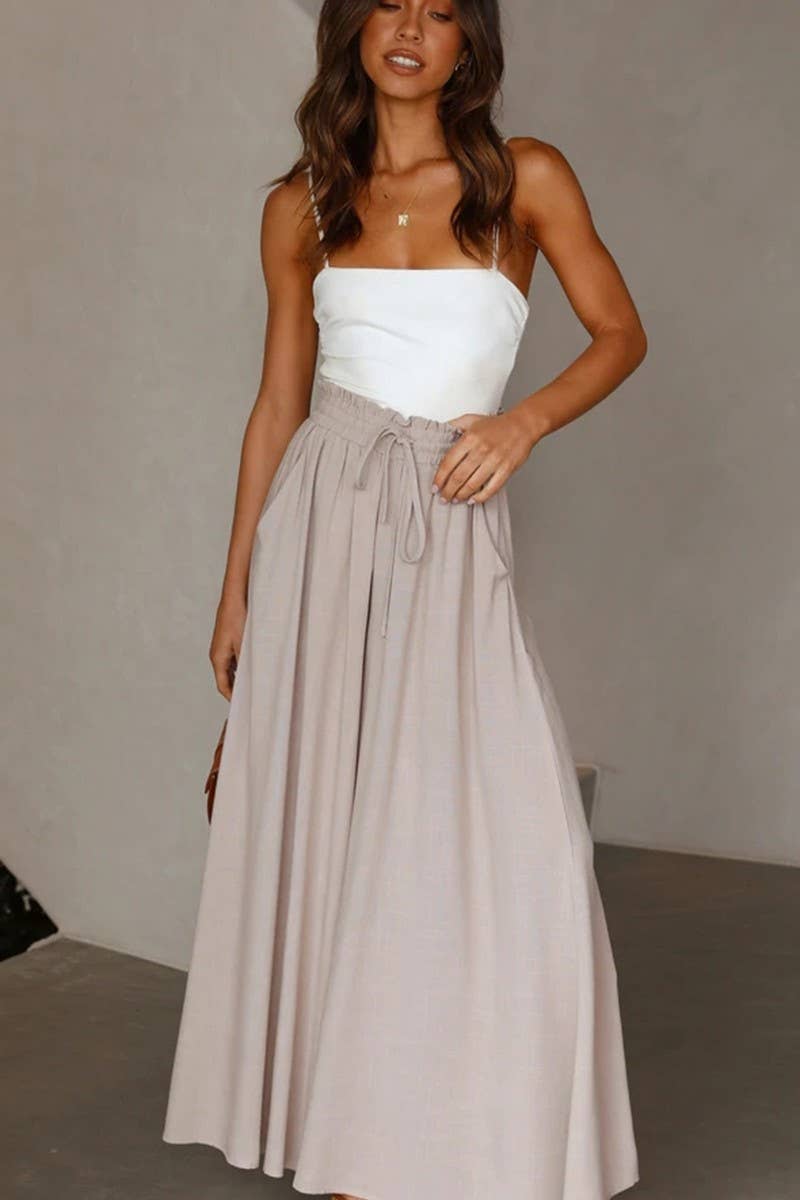 CWBLP0710_CASUAL ELASTIC WAIST WIDE LEG PANTS