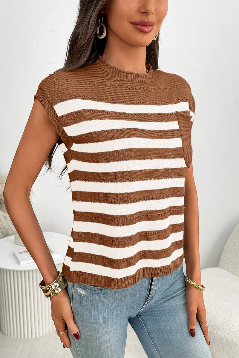 CWOSWS0142_CREW NECK CHUNKY KNIT STRIPED SWEATER