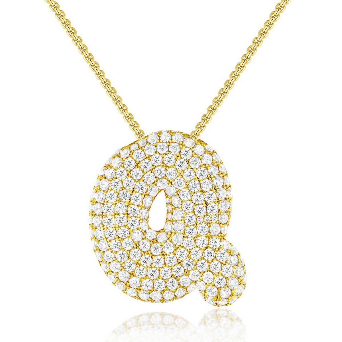 Fashionable Pendant Necklace - Zirconia Letters