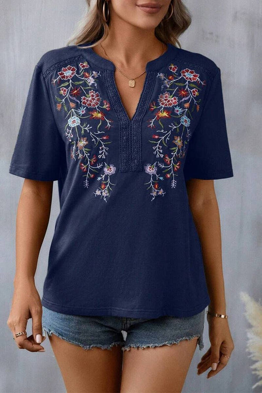 CWTTS1376_SUMMER FASHION EMBROIDERY STITCHING LACE TOP