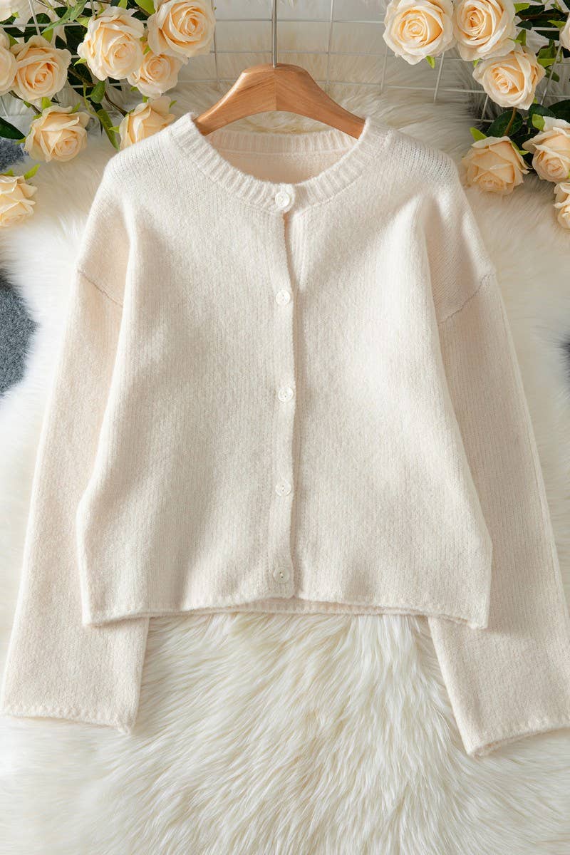 CWOCAL00712_LOOSE SOLID BUTTON-UP KNIT CARDIGAN