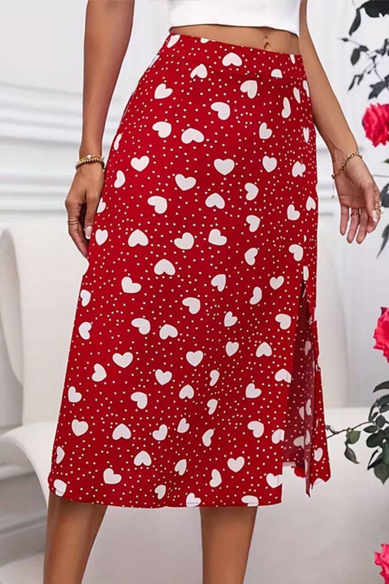 CWBMS0427_SUMMER POLKA DOT HEART SLIT A-LINE SKIRT