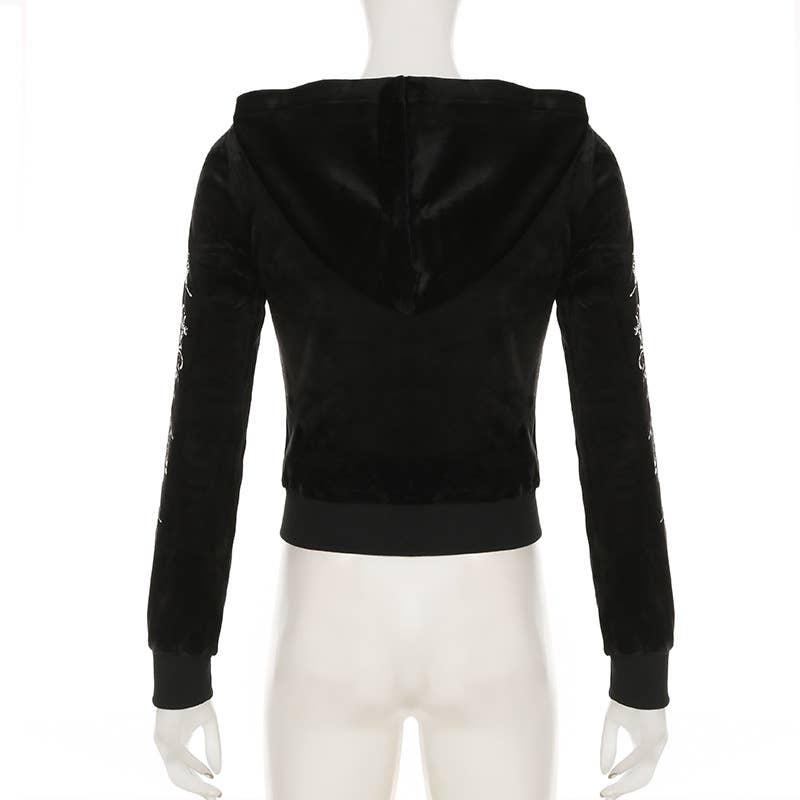 DARK WIND BUTTERFLY PRINT ZIPPER HOODED JACKET