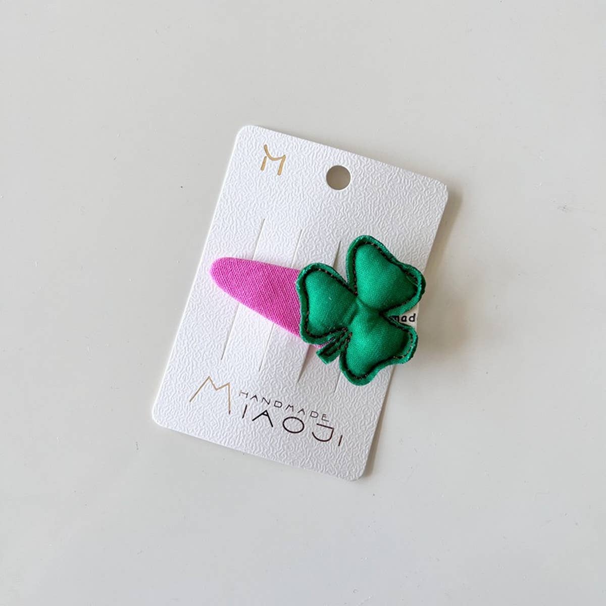 CHILDREN'S FABRIC HEART CLOVER EDGE HAIRPIN