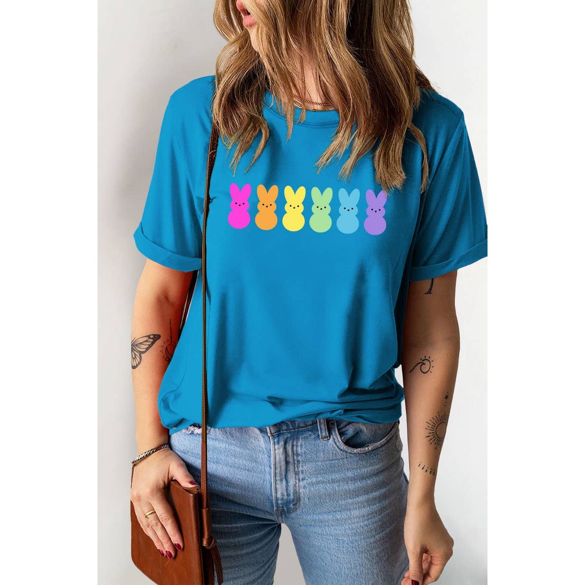 CUTE PRINTED BUNNY ROUND NECK T SHIRT FOR EASTER_CWTTS0790