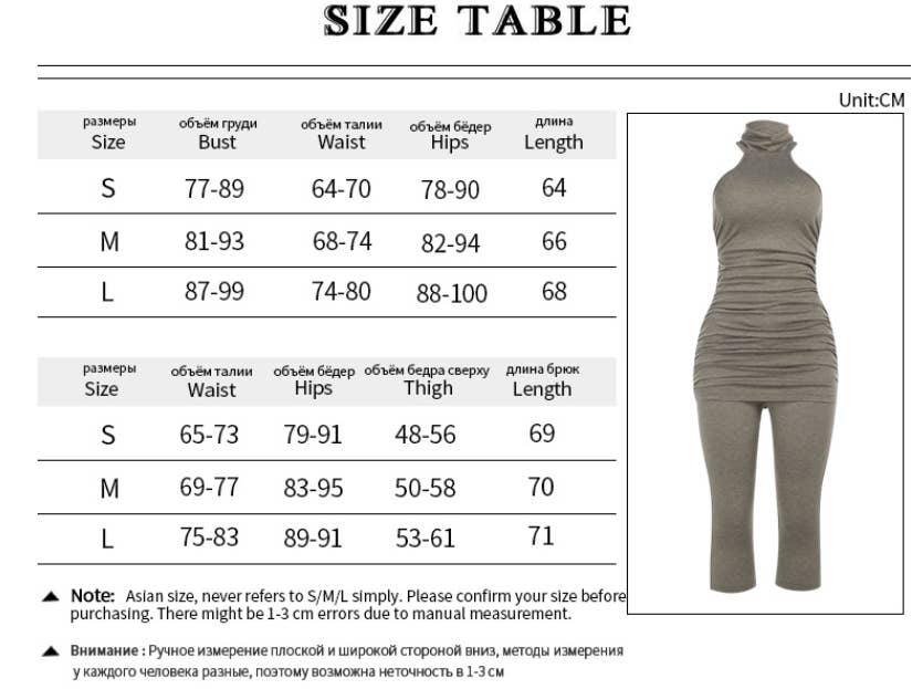 CWSTB1752_HIGH NECK SLEEVELESS TOP AND BIKER SHORTS SET