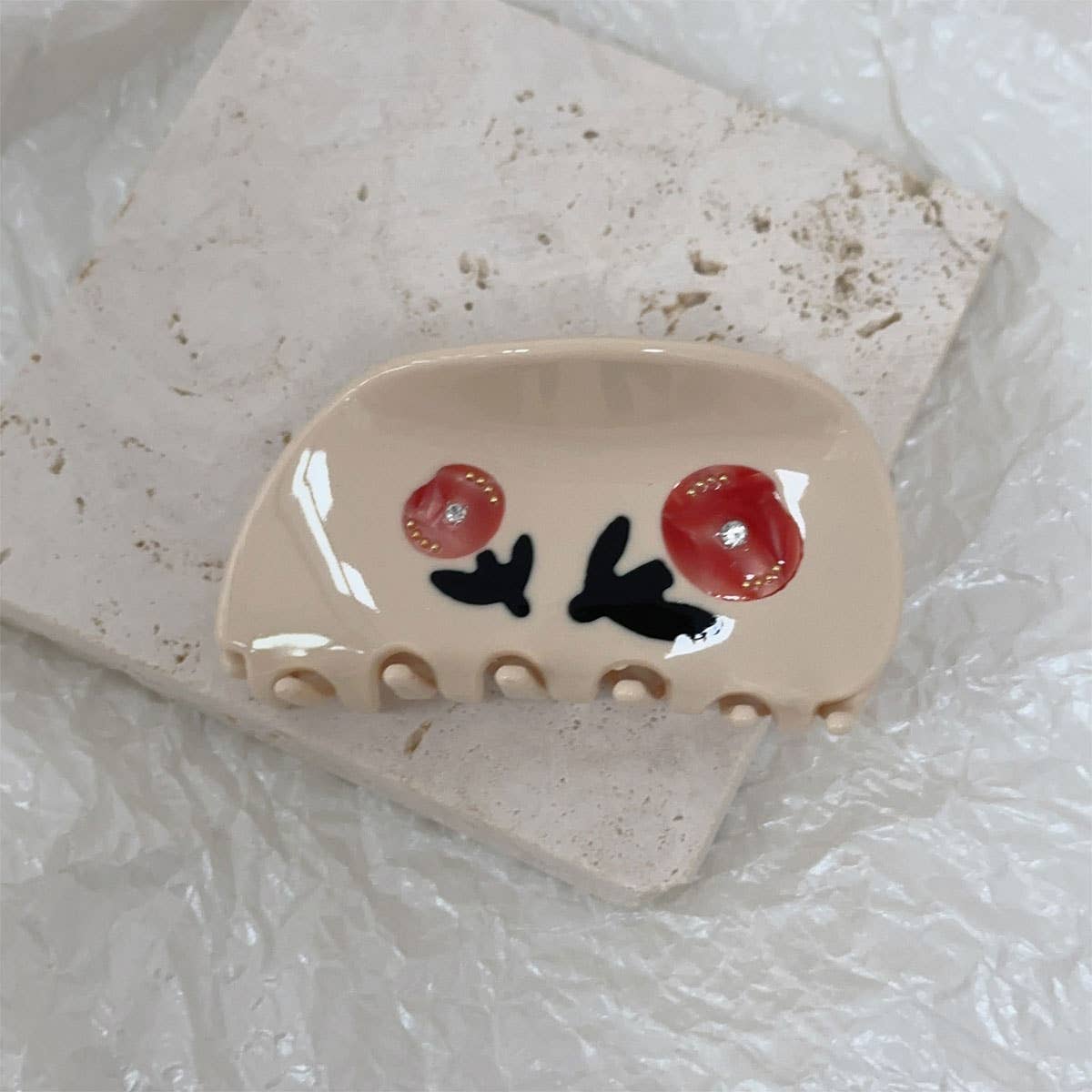 FRENCH STYLE ROSE CREAM COLOR ACETATE HAIR CLAW CLIPS