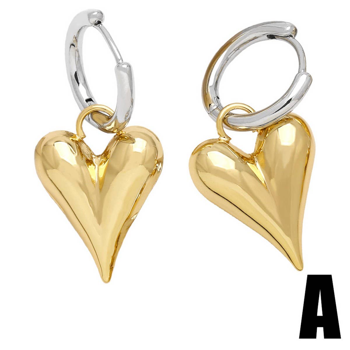 GOLD PLATED HEART-SHAPED PENDANT EARRINGS
