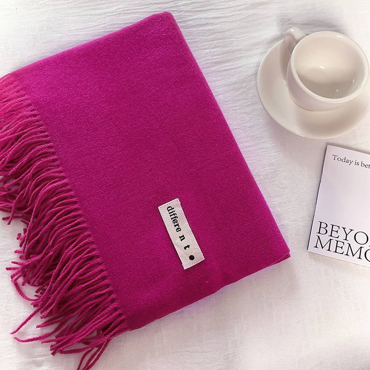 Colorblock Tassel Scarf - Thick Wrap for Students