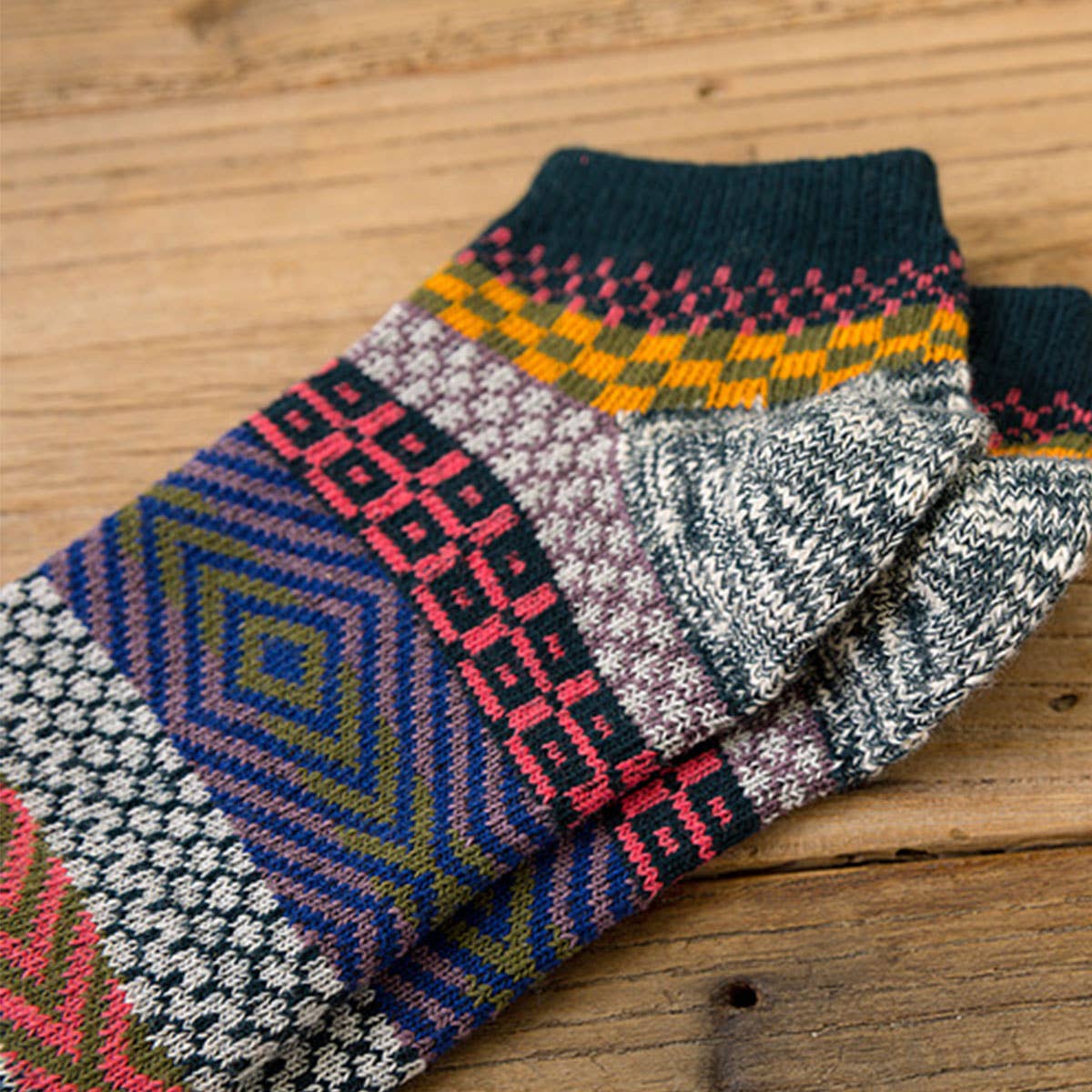 5PCS/SET ALPACA VINTAGE FLORAL PATTERN SOCKS_CWMS0207