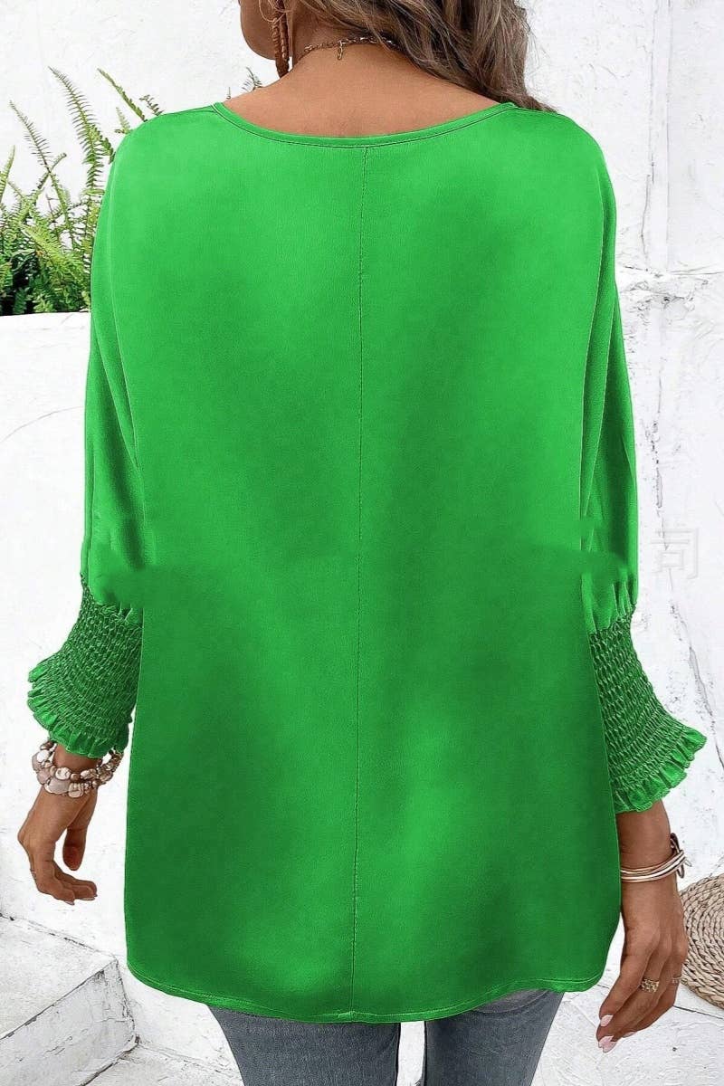 CWTBLL1440_ROUND NECK LONG SLEEVE BAT-SLEEVE SHIRT TOP