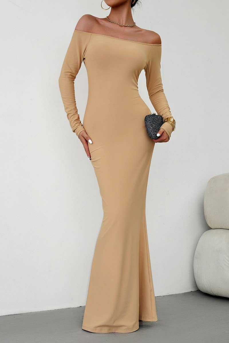 CWDMD1103_Off Shoulder Bodycon Maxi Evening Dress