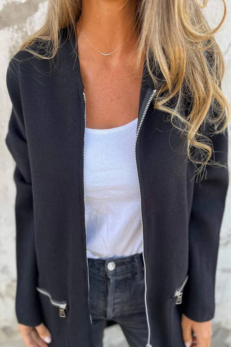 CWOCO00204_CASUAL HOODED LONG SLEEVE OPEN FRONT COAT