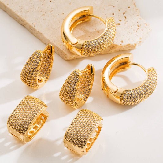 U-Shaped Starry Hoop Earrings Gold-Plated Brass