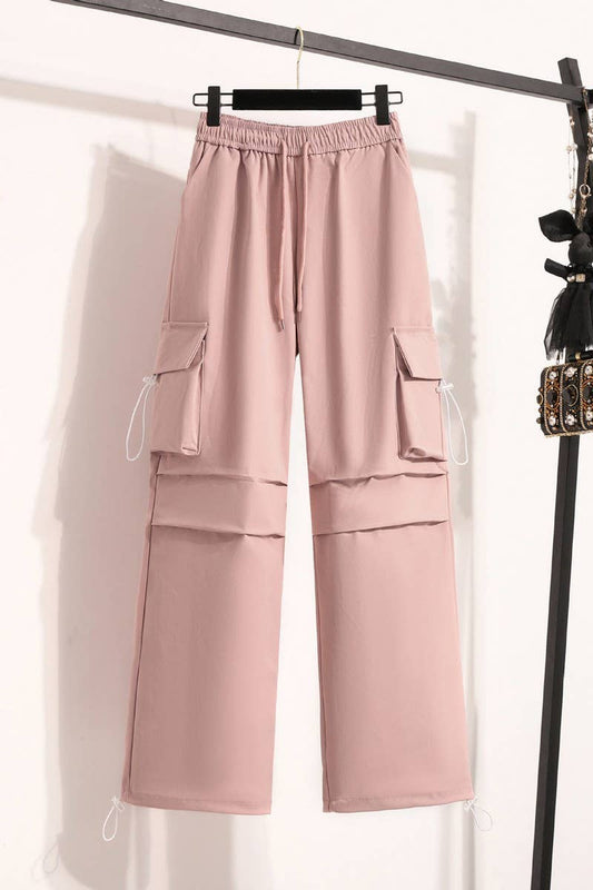 STRAIGHT-LEG SLIM CASUAL DRAWSTRING COMBAT PANTSCWBLP00923