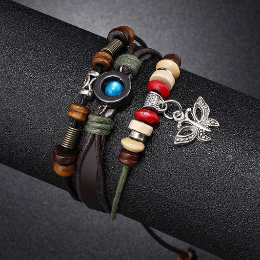 PERSONALIZED BEADED BRAIDED LEATHER BRACELET_CWMM4514