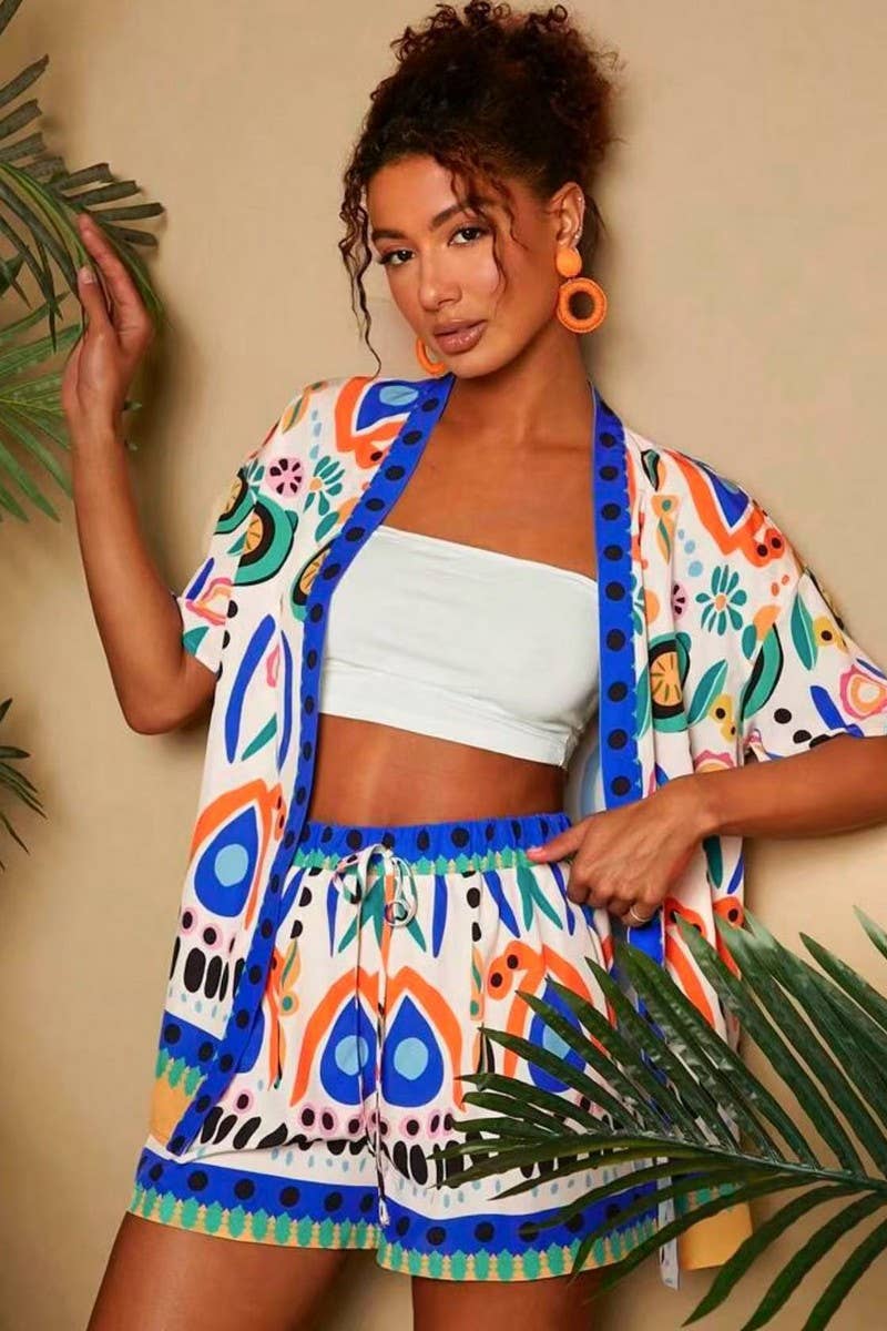 CWSTB2001_CASUAL FLORAL PRINT SHORT SLEEVE & SHORTS SET