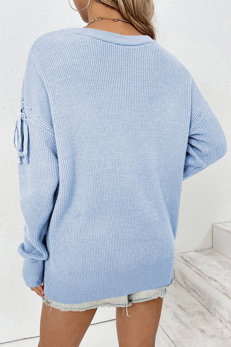CWOSWL587 Oversized Off Shoulder Crew Neck Pullover Sweater