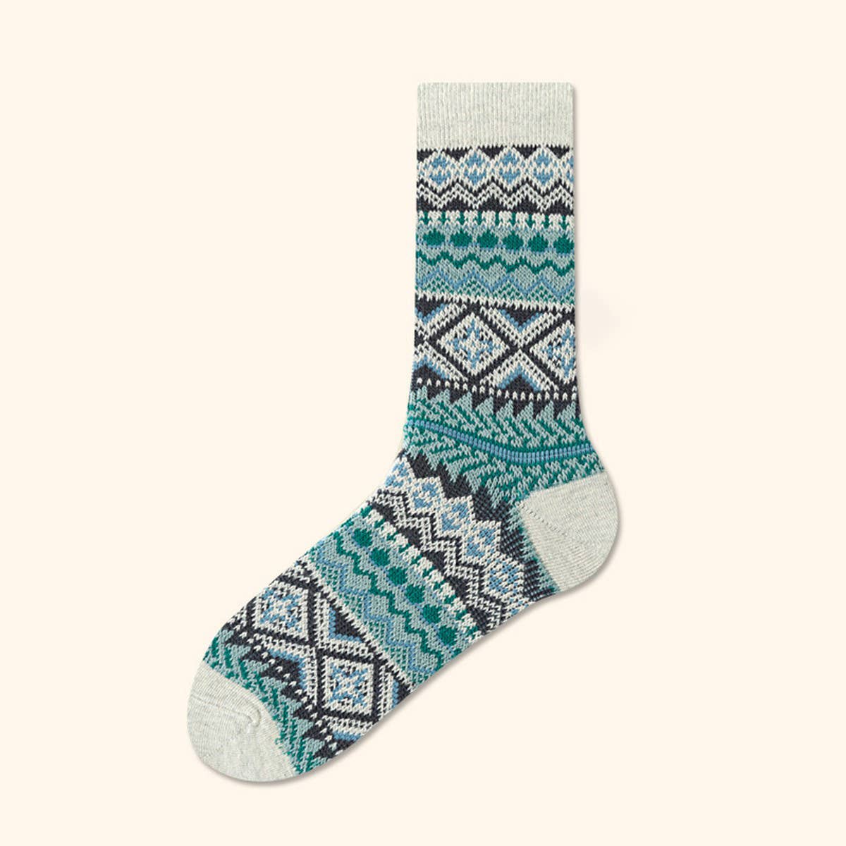 CWMS02727_VINTAGE TRIBAL DIAMOND STRIPE LONG SOCKS