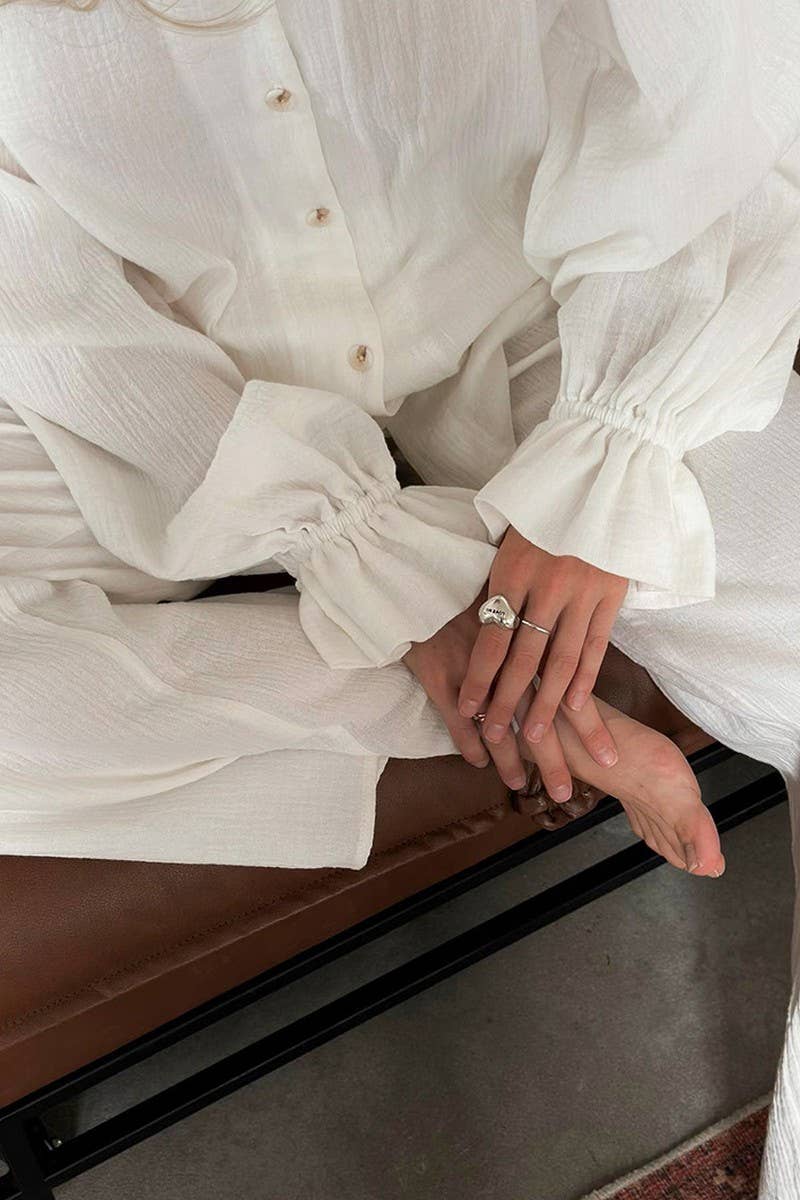 CWSPJ0254_COTTON BREATHABLE TWO-PIECE PAJAMAS HOME WEAR