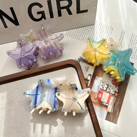 3D Starfish Acetate Hair Claw, Thick Hair Bun Clip_CWAHA5970