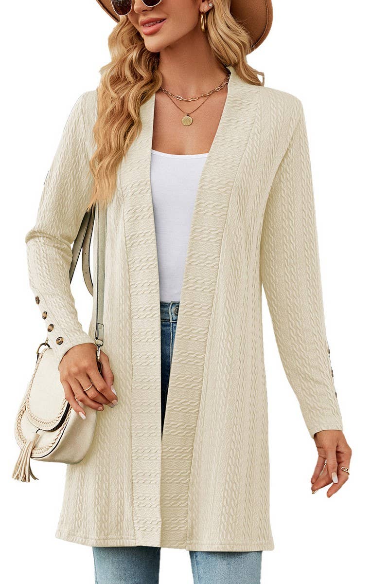 CWOCAL1937_SOLID COLOR BUTTON LONG SLEEVE CARDIGAN COATS