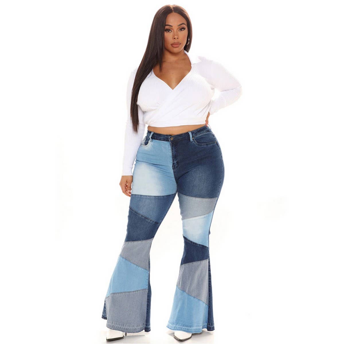 RETRO HIGH WAISTED FLARED PANTS JEANS_CWJP0175