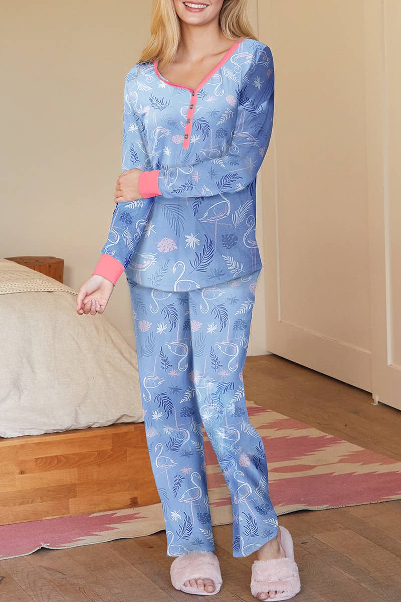 CWSPJ033_COZY LONG SLEEVE HENLEY NECK PAJAMA SET