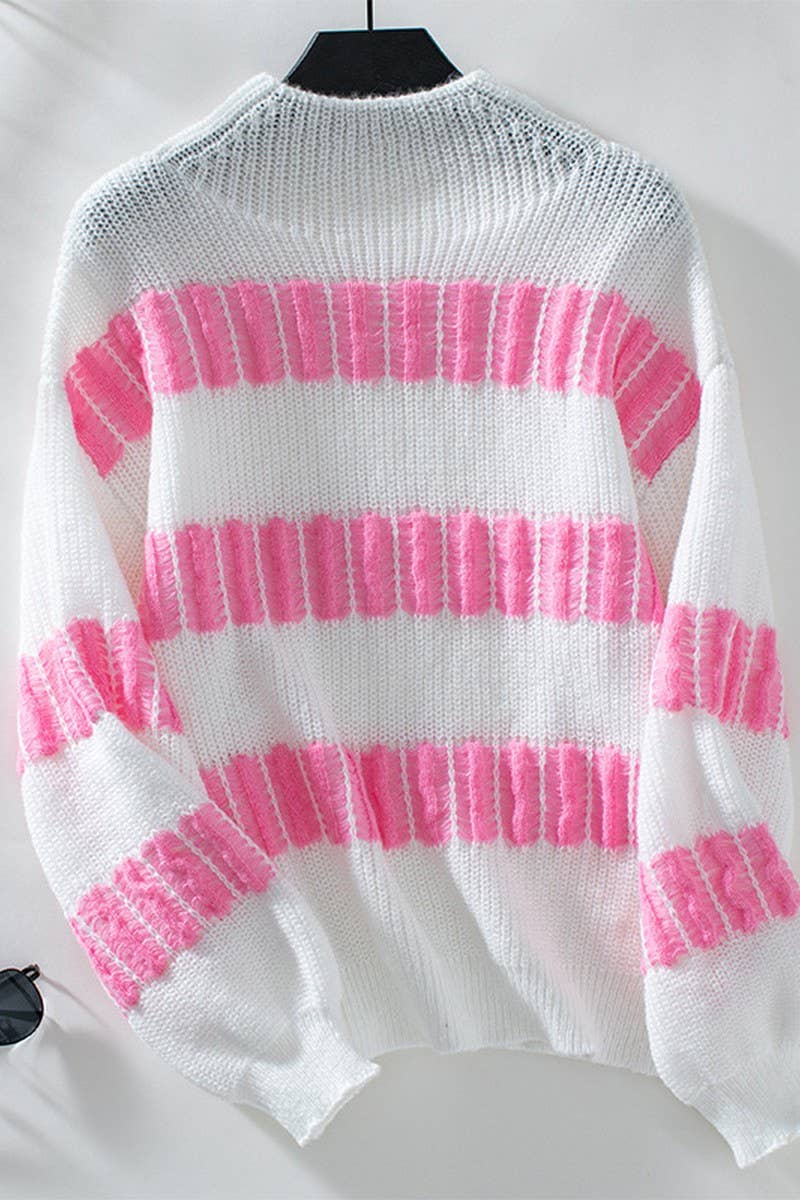 CWOSWL2931_STRIPED MOCK NECK KNIT SWEATER