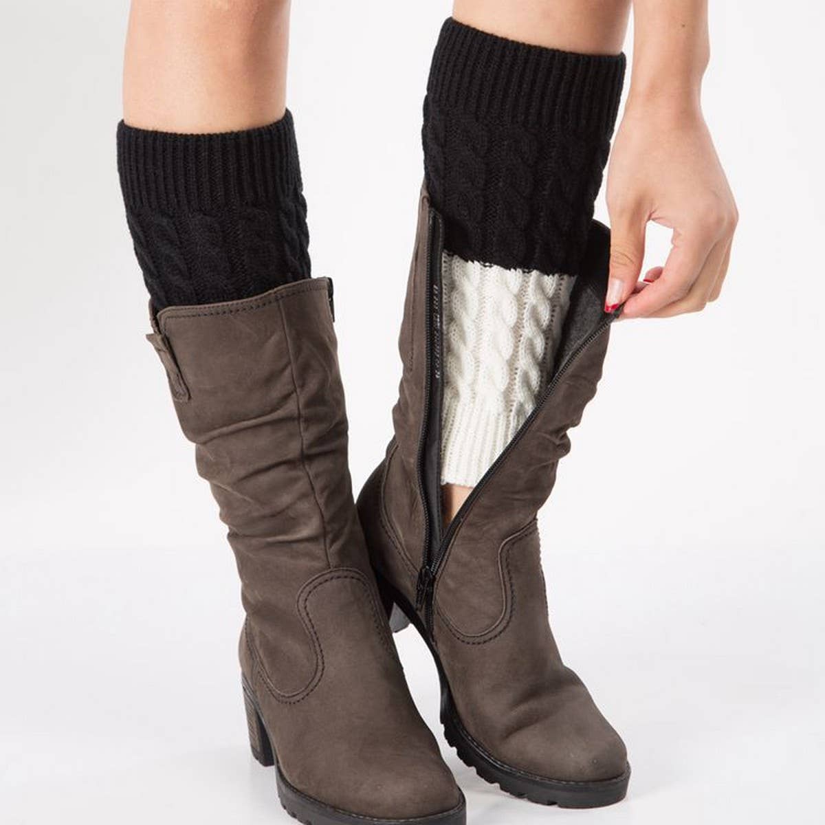 DOUBLE CONTRAST COLOR TWO-COLOR FOOT WARMER SOCKS