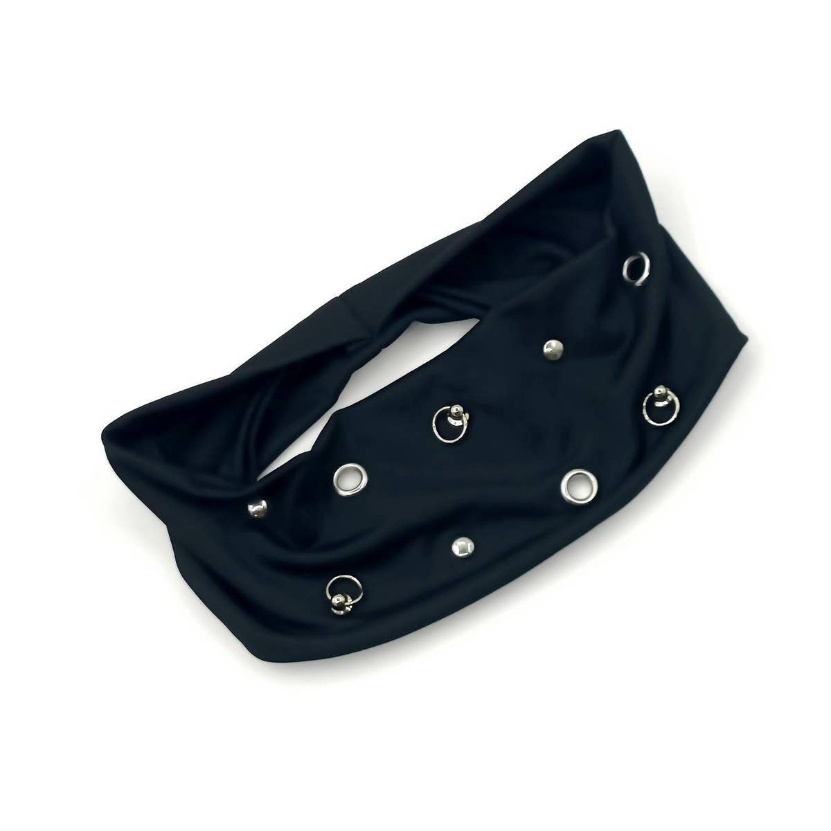 Wide Punk Elastic Headwrap with Metal Look