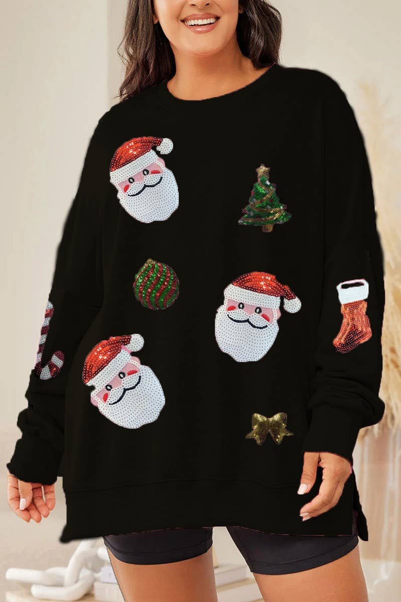 CWTBLL01239_SEQUIN CHRISTMAS LONG SLEEVE CASUAL SWEATSHIRT